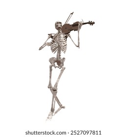 Dieses Bild ist eine einzelne Illustration des Skeletts, das Musik auf Halloween oder Metal Rock and Roll-Logo-Symbol abspielt 