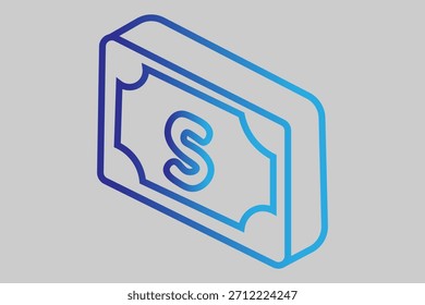 Esta Imagen es una ilustración isométrica de un billete o un ícono de dinero.