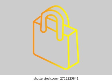 Esta Imagen es una ilustración isométrica de un bolso de compras o ícono de venta al por menor.