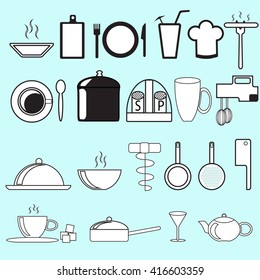 This is image of kitchen utensils on blue background