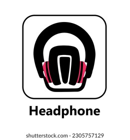 This image is a logo of a
headphone. It features a
black letter on a white background, with two black and pink
headphones in the center. The logo also has some black and white elements around it.