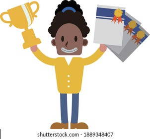 Esta es la imagen de un hombre que está feliz de recibir el premio.