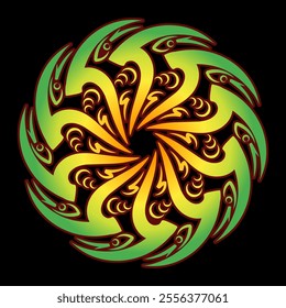 This image is Mandala geometric pattern design with gardient powerful color 