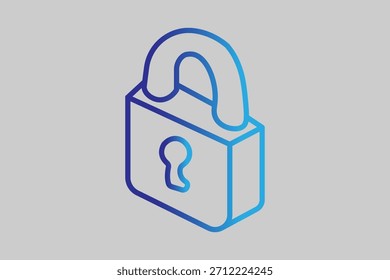 Esta Imagen es una ilustración minimalista e isométrica de un ícono de candado. Cuenta con un cuerpo sólido y rectangular con un ojo de cerradura en el centro y un Grande bucle de grillete redondeado en la parte superior.