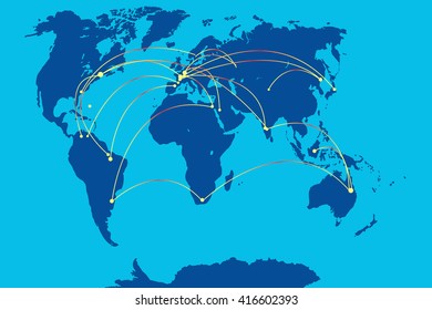 This is image of mobile connection on map of world
