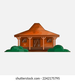 This image is one of the traditional house designs in Indonesia, to be precise, in Central Java. The specialty of this house is that it is made of wood.