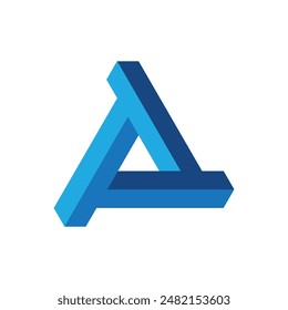 This is an image of a Penrose triangle in blue color with extended corner forming letter TT