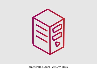 Esta Imagen presenta una ilustración isométrica 3D de un servidor de computadora o una torre de CPU independiente.