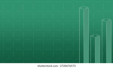 This image presents an abstract green background featuring a subtle grid pattern and semi-transparent geometric columns of varying heights. The composition visually suggests data growth, comparison, and analytical measurement, making it suitable for themes related to statistics, business performance, analytics, technology, or financial reporting. The minimalist design and muted color palette convey clarity, structure, and professionalism.