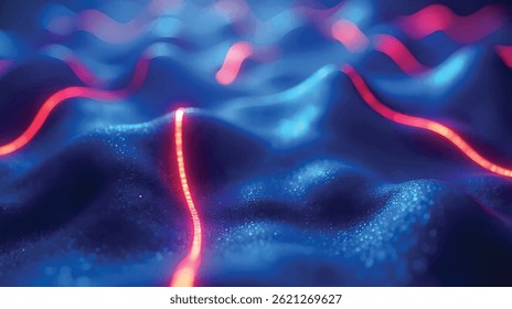 This image presents a dynamic flow of neon blue and pink light trails, creating a futuristic and energetic tunnel-like visual effect.