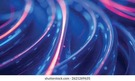 This image presents a dynamic flow of neon blue and pink light trails, creating a futuristic and energetic tunnel-like visual effect.