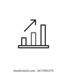 This image presents a minimalist bar graph, symbolizing upward business trends and achievement. It depicts development with a rising arrow. The graph is simple, focusing on financial success and