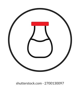 This image presents a minimalistic graphic of a laboratory flask, highlighted with vibrant red accents, ideal for educational resources, scientific publications, or creative visual aids, its clean