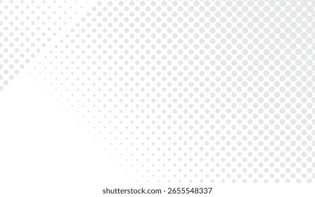 Esta imagem apresenta um plano de fundo padronizado com pontos cinza dispostos em um estilo de meio-tom, desaparecendo de denso para escasso em uma superfície branca brilhante, criando uma textura moderna e sutil