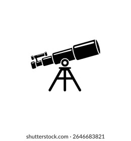 This image presents a silhouette of a telescope on a tripod. The telescope is pointing upwards, suggesting a focus on celestial observation. Its minimalist aesthetic is ideal for scientific contexts.