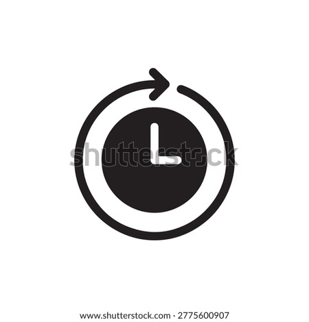 This image presents a simplified icon of a clock encircled by a clockwise-pointing arrow, which serves as a potent metaphor for future time and the inevitable progression of events. Beyond the simple ticking of a clock, it encapsulates the complex and interconnected concepts of continuity, movement, and the continuous unfolding of moments.
