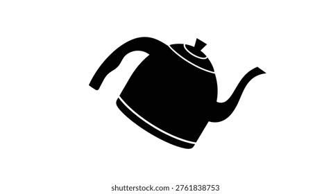 This image presents a stark black silhouette of a teapot against a white background, emphasizing its form and offering a classic kitchen imagery.
