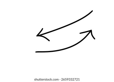 This image presents two freehand-style black curved arrows, one pointing towards the left and one towards the right