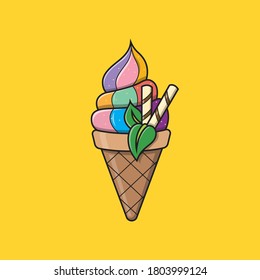 This is an image of rainbow ice cream with shadow and light