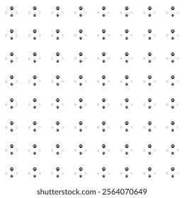 This is an image of a repeating paw print pattern. The design features larger black paw prints surrounded by smaller gray paw prints, arranged in a grid format on a white backgroundv