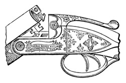 This image represents Breech Loading, vintage line drawing or engraving illustration.