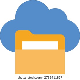 This image represents a cloud storage theme, illustrating the concept of digital data storage accessible over the internet. It features a cloud symbol with a folder, emphasizing the virtual storage of files and the convenience of accessing data anytime and anywhere.