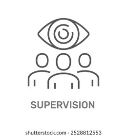 Dieses Bild stellt das Konzept der Aufsicht dar, die ein Auge darstellt, das eine Gruppe von Menschen überwacht. Sie symbolisiert Beobachtung, Führung und Aufsicht innerhalb einer Gruppe oder Organisation