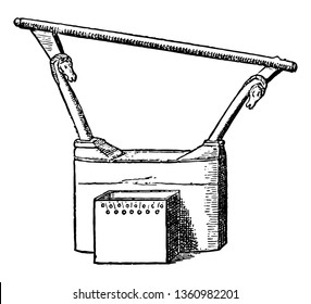 This image represents Egyptian Lyre, vintage line drawing or engraving illustration.