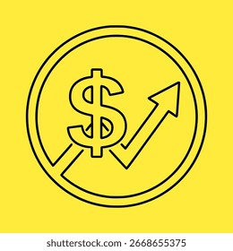 This image represents financial growth with a dollar sign and an upward arrow.