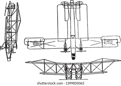 This image represents Handley Page Twin Liberty Motored Type O 400 Bomber, vintage line drawing or engraving illustration.