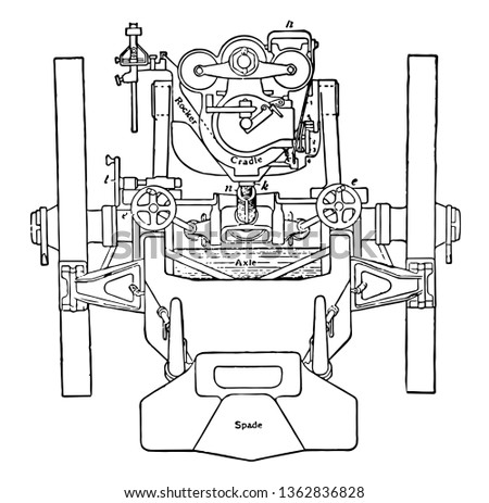This image represents Krupp Cupola for Two 28 cm Guns, vintage line drawing or engraving illustration.