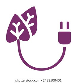 This image represents a plug with leaves growing out of the end of the cord. It symbolizes clean, renewable energy sources.