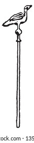 Dieses Bild stellt ein Skepter aus dem Siegel von Edward dem Konfessor, Vintage-Linie Zeichnung oder Gravitation Illustration.