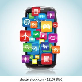 This image represents a SmartPhone with Apps. / SmartPhone