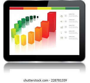 This image represents a Tablet with a Graph Chart. / Tablet Chart / Tablet Chart