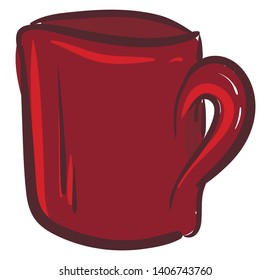 This is an image of scarlet color cup., vector, color drawing or illustration. 
