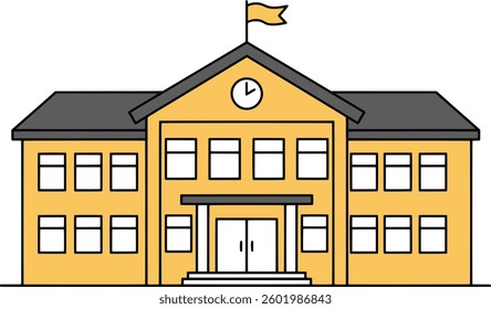 This image is a School Building Illustration