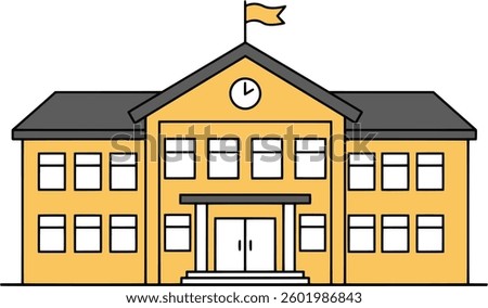 This image is a School Building Illustration