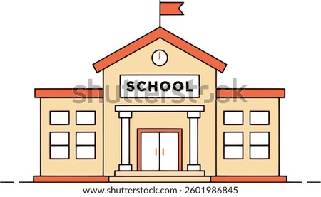 This image is a School Building Illustration