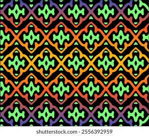 This image is seamles pattern ornament design with gardient powerful color 