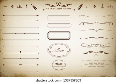 This image is a set of Vintage Decorative Ornament Borders and Page Dividers. / Vintage Decorative Ornament Borders and Page Dividers / Vintage Decorative Ornament Borders and Page Dividers - Vector