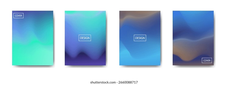 Dieses Bild zeigt abstrakte Cover-Designs mit glatten, gemischten Farbverläufen in verschiedenen Pastellfarben.