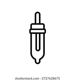 This image showcases a black outline of a medicine dropper against a plain white background. It resembles a minimalist vector illustration of a pipette.