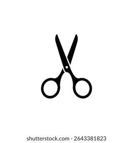 This image showcases a black silhouette of open scissors on a white background. A vector illustration perfect for designs requiring cutting or craft themes.