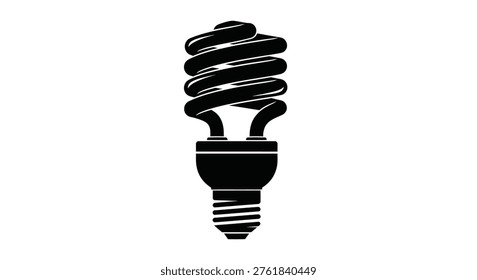 This image showcases a black silhouette of a compact fluorescent lamp, representing energy efficiency and modern lighting solutions for homes and offices. high-quality