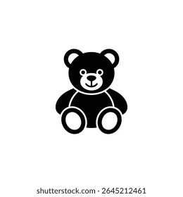 This image showcases a black teddy bear silhouette against a white background, ideal for use in graphic design, children's illustrations, or toy-related content.