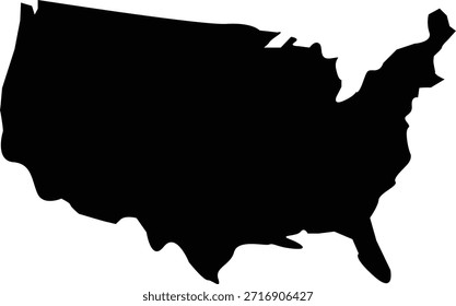 Esta Imagen muestra una silueta atrevida y negra de los Estados Unidos, ofreciendo un estilo visual distintivo.