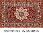 This image showcases a classic Persian-style carpet pattern in soft beige and brown tones. The design features a symmetrical floral arrangement with a central medallion surrounded by elegant vines, blossoms, and ornamental leaves. The border is richly decorated with repeating floral motifs, creating a harmonious and balanced composition. The neutral color palette gives the artwork a warm, vintage, and timeless appearance, suitable for both modern and traditional aesthetics.