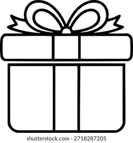 Esta Imagen muestra una ilustración de contorno limpio y minimalista de una caja de regalo, completa con una cinta y un lazo cuidadosamente atados. El diseño se presenta como una sutil línea blanca dibujando sobre un fondo negro, enfatizando su naturaleza elegante y versátil. La simplicidad del arte lineal permite que se integre fácilmente en varios proyectos de diseño sin chocar con otros Elementos. Simboliza perfectamente conceptos como regalos, celebraciones, fiestas, cumpleaños, aniversarios o eventos especiales. Este gráfico es adecuado para íconos de Sitio web, interfaces de App, tarjetas de felicitación, materiales de marketing o cualquier contenido que requiera una representación clara y sofisticada de un regalo o una oferta especial.