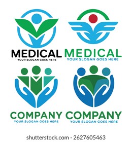 This image showcases a collection of four medical company logos.